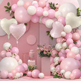 126Pcs Pink White Balloon Arch Kit, Different Sizes 18 10 5 Inch Pink White Sand Latex Balloons And Heart Foil Balloons Pink Balloon Garland Arch Kit For Birthday Wedding Bridal Baby Shower Decoration