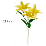 Artificial Lily Flowers,6 Pcs Faux Lily Flowers,23 Inch Long Stem Tiger Lily Branch With 3 Full Blooms And 4 Leaves, Latex Real Touch Lilium Flower For Wedding Bouquet (6, Yellow)