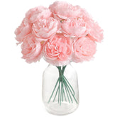 12 Pcs Artificial Silk Pink Peony Flowers With Stems - 8 Inch Fake Peony Bouquet For Wedding, Home Decor, Office Table, Festival Gifts