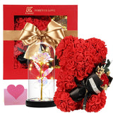 Valentines Day Gift For Her Women Mom Wife Girlfriend, Rose Bear & Beauty And The Beast-Inspired Rainbow Light-Up Roses Gift Set – Perfect For Valentine’S, Birthday Mother’S Day,And Anniversary