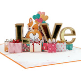 3D Corgi Love Pop Up Card Romantic Dog Lover Greeting For Anniversary Valentine’S Day Wedding Birthday For Girlfriend Boyfriend Wife Women 6 X 8 Inch
