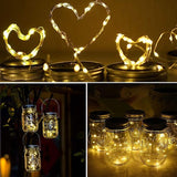 12 Pack Solar Mason Jar Lid Lights 30 LED Firefly Fairy String Lights with Hangers
