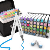 Alcohol Markers,60 Colors Dual Tip Brush & Chisel Tip Art Marker Set,For Blending & Shading,Ideal For Coloring Books & Professional Artwork,Includes Blender Pen & Portable Case,Ideal For All Ages