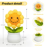Crochet Flowers Artificial Sunflower For Desk Office Car Decor, Birthday Gifts For Women Teacher Sister Mom,Cute Desk Decor Thanksgiving Christmas Decorations