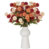 12Pcs Faux Silk Pompon Mums Artificial Flowers, Bulk Fake Mini Chrysanthemums With Stems, For Fall Decor, Boho Arrangements & Vase Fillers (4 Burgundy + 4 Burnt Orange + 4 Beige)