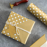 30 Inch Reversible Gold Wrapping Paper - Gold And Polka Dot Wrapping Paper For Birthday, Christmas, Wedding, Baby Shower - 30 Inch X 33 Feet