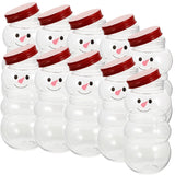 Christmas Snowman Candy Jars: 10Pcs Clear Plastic Juice Bottle Cookie Jar With Lid 500Ml Xmas Favor Bottle Chocolate Container Milk Beverage Bottles Wedding Home Holiday Decor