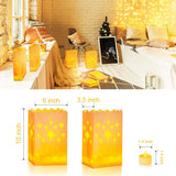 50 Set Led Candles With Luminaries Bags,Paper Luminary Bags Flickering Tea Light Battery Operated For Wedding Party,Halloween,Christmas,Decoration- Meteor