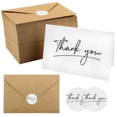 100 Thank You Cards 4X6 Inch, With 100 Kraft Envelopes And 120 Stickers, Thank You Notes Set Bulk,Brown Paper Envelopes,Minimalistic Design For Baby Shower Bridal Shower Business Wedding Graduation