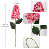 Faux Hydrangea Flowers 3Pcs Large Artificial Flowers Silk Hydrangea Flowers With Stems 31.5” Hot Pink Flowers For Bridal Shower Decorations Faux Floral Arrangements (Hot Pink)