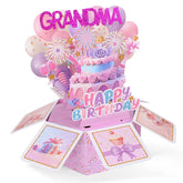 Happy Birthday Grandma Pop Up Card, Colorful Pop Up Greeting Card For Great Grandma Creative Birthday Gift Popup Box Creative Gifts Envelope For Granny Grandmother