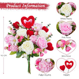 Valentines Day Floral Decorations Valentines Day Flowers Spring Artificial Red Pink Valentine Flowers Fake Silk Rose Bouquets For Home Table Vase Kitchen Wedding Party Decor