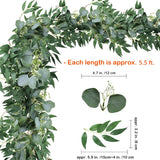 Fake Greenery Garlands Artificial Silver Dollar Eucalyptus Garland In Grey Green And Willow Twigs Garland Intertwined Together For Rustic Wedding Arch Swag Doorways Table Runner Decoration
