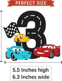 Race Car 3Rd Cake Topper For Racing Car Checkered Flag Themed Kids Boy Girl 3Th Years Old Happy Birthday Party Supplies Double Sided