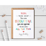 Nana You Are Beautiful You Are Special - Nana Birthday Card Poem Card For Nana - Birthday Card For Nana - Card For Nana