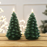 Flameless Candles With Remote Timer, 2 Pack Christmas Tree Candles Battery Operated Led Candles Real Wax Holiday Christmas Decoration For Bedroom Party Festival Gift Green