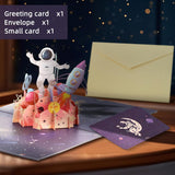 3D Astronaut Space Pop-Up Birthday Card With Envelopes, Blank Greeting Cards, Sealing Stickers - Father'S Day, Friendship Day, Graduation, Anniversary, Children'S Day Gifts For Him