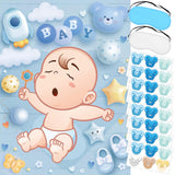 Pin The Pacifier On The Baby Shower Games Blue Balloon Baby Shower Decoration With Large Poster 48 Stickers Blindfold Pin Game For Birthday Party Decorations Activities Supplies