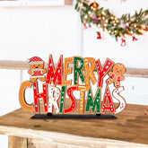Gingerbread Christmas Decorations Merry Christmas Table Centerpieces Gingerbread Man Wooden Sign Xmas Front Door/Wall Decor Party Supplies