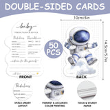 50 Pcs Double Side Baby Predictions & Advice Cards For New Parents Baby Shower Games For Wishes Decorations, Gender Reveal Games, Advice For New Parents To Be(Space Astronaut) -A01