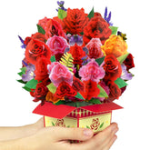 Pop Up Rose Flower Bouquet Card Get Well Soon Cards 3D Pop Up Birthday Card Thinking Of You Greeting Card For Christmas Congratulations Gifts Includes Envelop