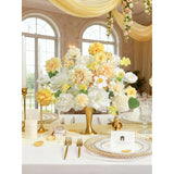 Artificial Flowers Combo Box Set White Yellow Roses Dahlia Fake Silk Flowers With Stems For Diy Wedding Bridal Bouquets,Floral Arrangement,Table Centerpieces,Baby Shower,Home Decorations