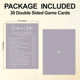 Over Or Under Game Cards For Bridal Shower(30 Pcs), Minimalism Pale Purple Wedding Party Game Cards, Mr & Mrs, Engagement Party, Bridal Shower Party Games & Activities - C04