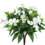 2 Pcs Artificial Impatiens Flowers For Outdoors Faux Impatiens Bushes White Silk Flowers Greenery Artificial Impatiens Bouquet For Patio Lawn Garden Pot Hanging Basket Porch Decoration
