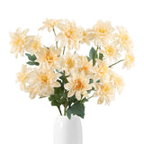 Dahlia Artificial Flowers 5 Pack Realistic Champagne Dahlia 27.5 Inches Floral Long Stem Artificial Flowers For Wedding Bridal Bouquets Floral Arrangement Table Home Decor(Champagne)