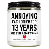 Funny 13 Years Candle, 13Th Wedding Anniversary, Gifts For Him, Her - Lace 13Th Anniversary, Gifts For Husband, Wife, Couple - 13 Year Anniv. Presents For Men, Women - 9 Oz