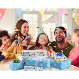 Reversible Birthday Wrapping Paper Roll For Boys Girls Kids Men Women - Colorful Happy Birthday Lettering Balloon And Stars - Gift Wrap For Party Celebration Holiday, 17.7 Inch X 33 Feet