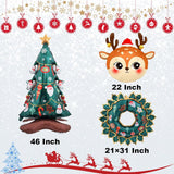 19 Pcs Christmas Balloon Tree Reindeer Ballooons Red Green Merry Christmas Balloons Banner Wreath Balloon For Xmas Themed Party Supplies Christma Party Decorations Balloons Sets