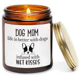 Dog Mom Gifts For Women, Dog Mom Candle, Thanksgiving Funny Dogs Themed Gift For Christmas Mothers Day, Birthday Gifts For Dogs Lovers, Moms, Dad, Sandalwood & Rose Scented Candle, 7Oz