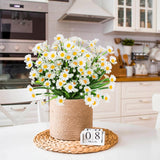 8 Bundles Artificial Daisy Flowers Outdoor Spring Decor Uv Resistant Fake Flowers Faux Plastic Greenery Shrub Plant Indoor Hanging Gardens Window Porch Box Cemetery Summer Décor(White)