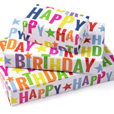 Birthday Wrapping Paper Sheet - 6 Sheets Colorful Happy Birthday Design Folded Flat For Birthday, Baby Shower, Party, Holiday - 19.7 Inch X 27.5 Inch Per Sheet