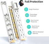 2 Pack Surge Protector Power Strip 6 Outlets 6 Ft Cord 15A 1875W Wall Mount
