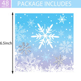 48Pcs Christmas Paper Napkins Snowflake Beverage Napkins Cute Cocktail Napkins Wonderland Party Paper Napkins Snowflake Decorations Winter Decorative Napkin For Xmas, 13X13In