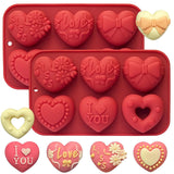 2 Pack Silicone Heart Mold, 6 Unique Valentine'S Day Heart Chocolate Molds,Heart Shapes Silicone Baking Mold For Cake Chocolate Mousse, Food Grade Non-Stick Flexible Mold Oven Safe