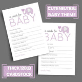 Purple Elephant Wishes For Baby Girls (20 Pack) Cute Words Of Wisdom Cards - Gender Neutral Baby Shower Game - Guest Book Alternative - Keepsake Activity For Wishing Well & Birthdays - 4X6