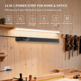 16 Outlet Metal Surge Protector Power Strip Heavy Duty Wall Mount PDU 1800J 6ft Cord 15A 1875W