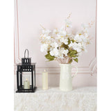 3Pcs Artificial Magnolia Flowers 25.5Inch White Fake Magnolia Flower Bunches Long Stem Silk Orchids Flower Arrangement For Wedding Home Office Kitchen Decor(White)