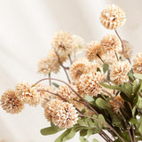 Beige Pompon Mums Artificial Flowers, 8Pcs Stems Faux Silk Mini Chrysanth, Bulk Fake Wedding Filler Flowers Flower Ball For Diy Bouquet Centerpieces Floral Arrangements Shower Decorations