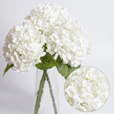 3 Pcs White Hydrangea Artificial Flowers 21" Realistic Latex Faux Hydrangeas Flowers Real Touch Full Heads, Lifelike Long Stem & Leaves For Wedding Outdoor Table Centerpieces Home Party Decoration