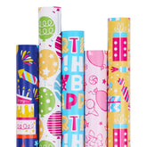 Birthday Wrapping Paper Set – 5 Rolls (17" X 120" Each) - Colourful Happy Birthday Designs For Kids