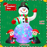 Christmas Inflatables Outdoor Decorations, 6.3 Ft Inflatable Snowman With 2 Penguins And Gift, Blow Up Xmas Decorations