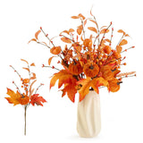 4Pcs Artificial Autumn Pumpkin Berry Flower Maple Plant Stems Picks Farmhouse Vase Decorations, For Home Harvest Holiday Indoor Thanksgiving