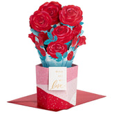 Hallmark Valentines Day Pop Up Card (Rose Flower Bouquet) Paper Wonder 3D Card for Anniversary, Romantic Birthday, Love