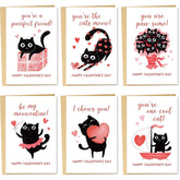 Cat Valentine'S Day Cards Bulk For Kids School, 24 Pack Funny Black Cat Valentines Day Cards With Envelopes & Stickers, 4 X 6 Inch Cute Valentines Day Notecards For Boys Girls Classroom Exchange Party