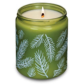 Green Glass Wood Wick Candle Handcrafted With Natural Coconut Wax (Standard 8 Oz, Foxtail Fir)