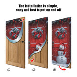 Christmas Snowman Door Cover, Stretch Fabric Backdrop Porch Covers For Home Party Holidays Decoration, 35X79 In
